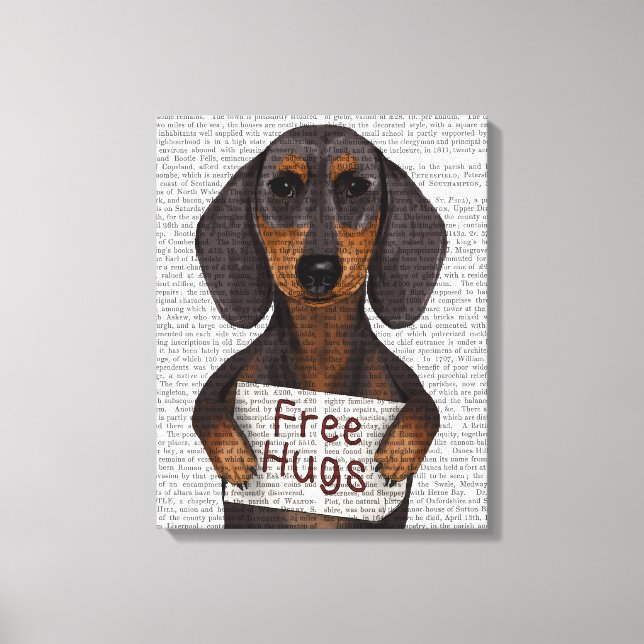 Dachshund Free Hugs Canvastryck (Framsida)