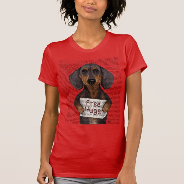Dachshund Free Hugs T-shirt (Framsida)