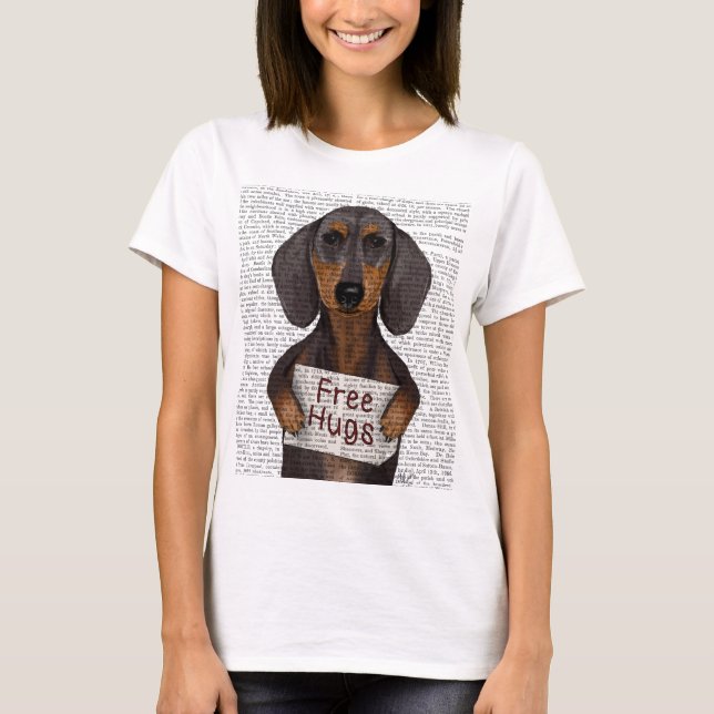 Dachshund Free Hugs T-shirt (Framsida)