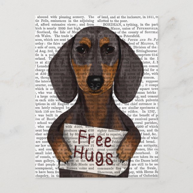 Dachshund Free Hugs Vykort (Framsida)