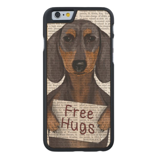 Dachshund, fria häckar carved wood iPhone skal (Baksidan)