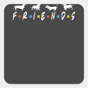 Dachshund Friends Fyrkantigt Klistermärke