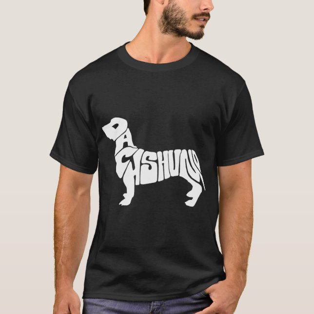 Dachshund Funny Text Dog Tygraphy T Shirt  (Framsida)