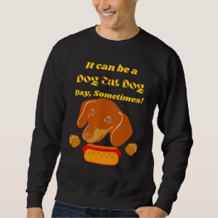 Dachshund Funny Wiener Hund Pet Cute Hund Eating H Lång Ärmad Tröja
