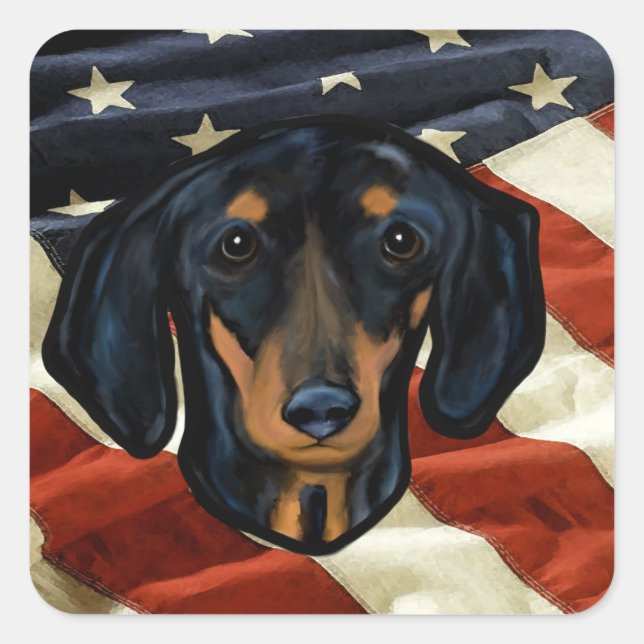 DACHSHUND FYRKANTIGT KLISTERMÄRKE (Framsida)