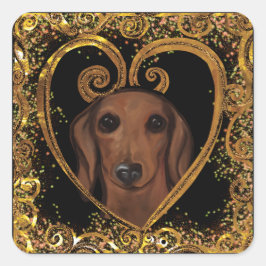 DACHSHUND FYRKANTIGT KLISTERMÄRKE