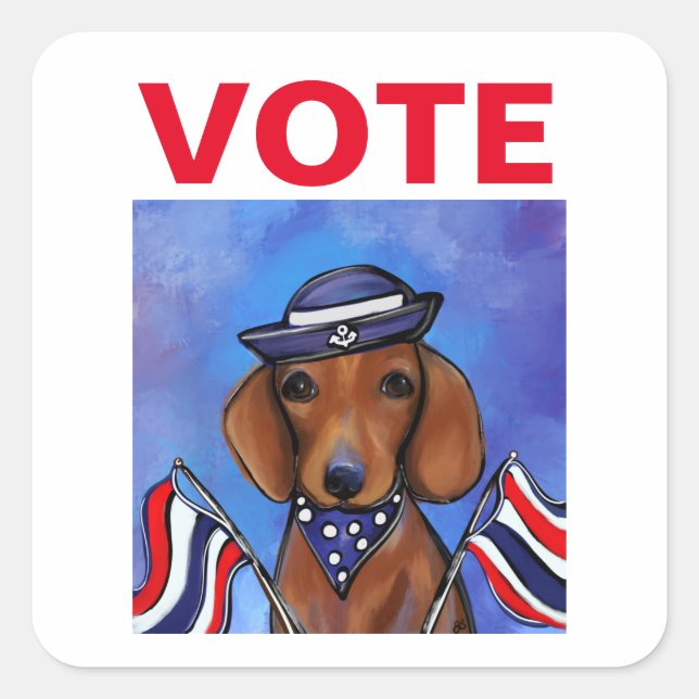 Dachshund Fyrkantigt Klistermärke (Framsida)