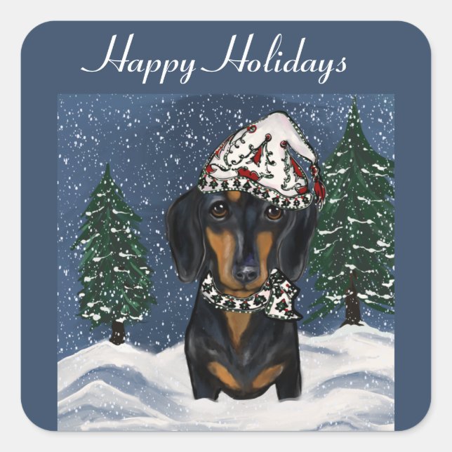 DACHSHUND   FYRKANTIGT KLISTERMÄRKE (Framsida)