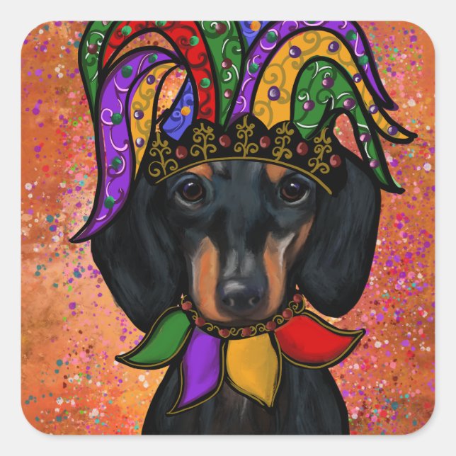 Dachshund Fyrkantigt Klistermärke (Framsida)