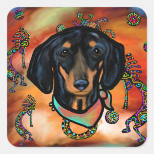 DACHSHUND FYRKANTIGT KLISTERMÄRKE