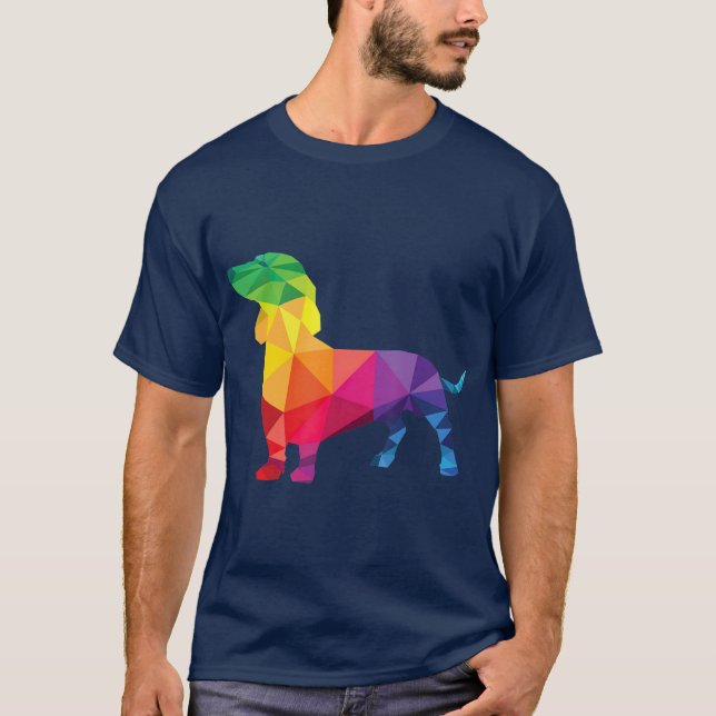 Dachshund Gay pride LGB Rainbow Flagga Gifts Hund T Shirt (Framsida)