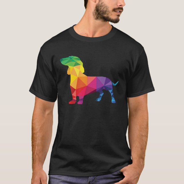 Dachshund Gay Pride LGBT LGBTQ Rainbow Flag Dog T Shirt (Framsida)
