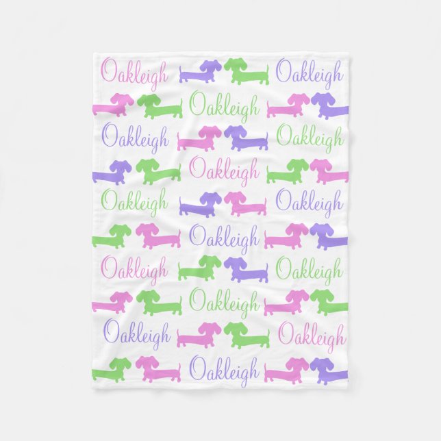 Dachshund Gender Neutral Nursery Blanket Fleecefilt (Framsidan)