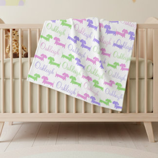Dachshund Gender Neutral Nursery Blanket Fleecefilt