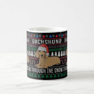 Dachshund genom den Snö fuktiga julsötaren Kaffemugg