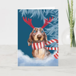 Dachshund genom Helgdag-kortet Snö Helgkort