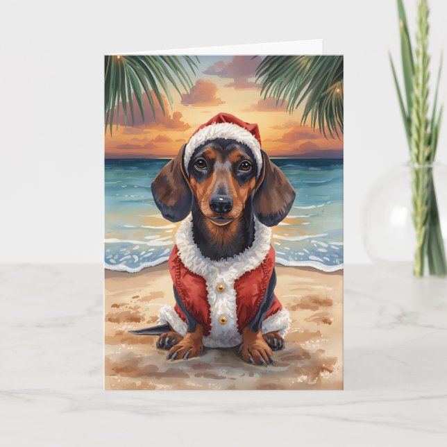 Dachshund genom Helgdag-kortet Snö Kort (Framsida)