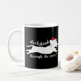Dachshund genom Helgdagarna vid jul i snö Kaffemugg
