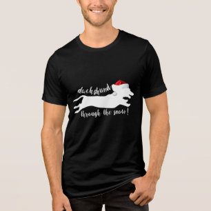 Dachshund genom Helgdagarna vid jul i snö T Shirt