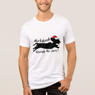 Dachshund genom Helgdagarna vid jul i snö T-shirt