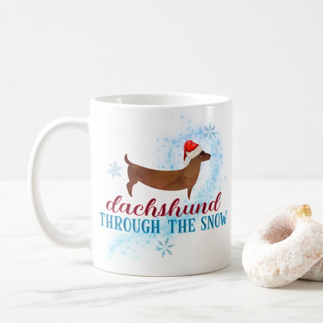 Dachshund genom julen i Snö Santa Hund Kaffemugg (Med munk)