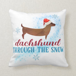 Dachshund genom julen i Snö Santa Hund Kudde