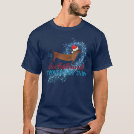 Dachshund genom julen i Snö Santa Hund T Shirt