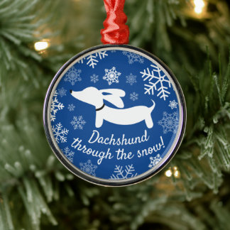 Dachshund genom Ornament Snö Julgran