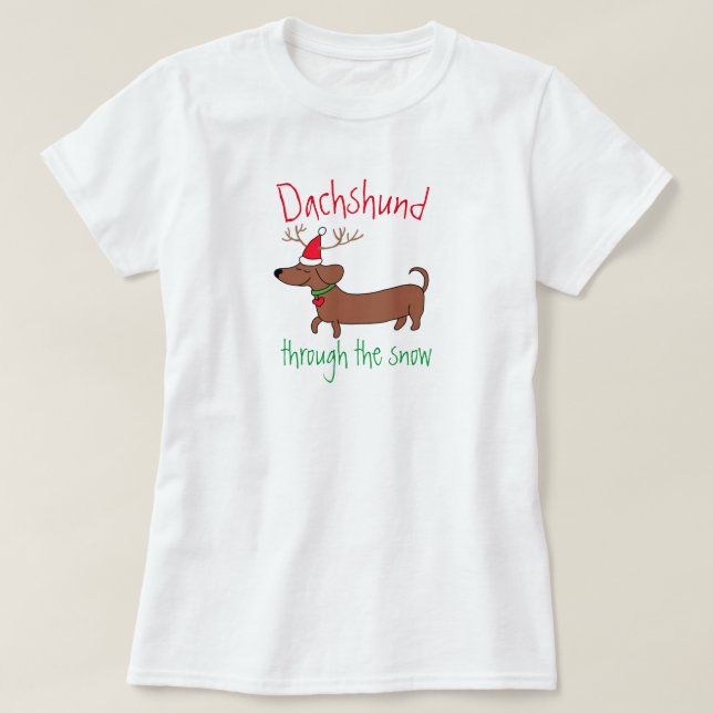 Dachshund genom Snö Basic Plus Storlek T-Shirt (Design framsida)