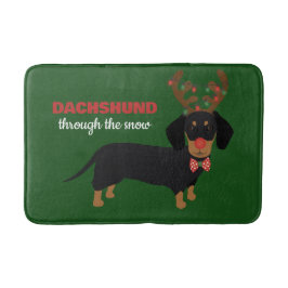 Dachshund genom Snö Cute Doxie Reindeer Hund Badrumsmatta