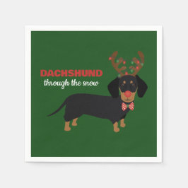 Dachshund genom Snö Cute Doxie Reindeer Hund Pappersservett