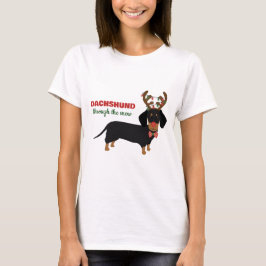 Dachshund genom Snö Cute Doxie Reindeer Hund T Shirt