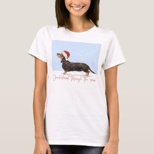 DACHSHUND GENOM SNÖ Cute-julen T Shirt