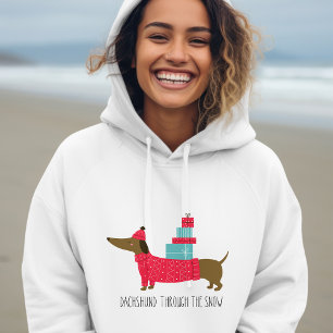 Dachshund genom Snö Cute-julens Hund T Shirt