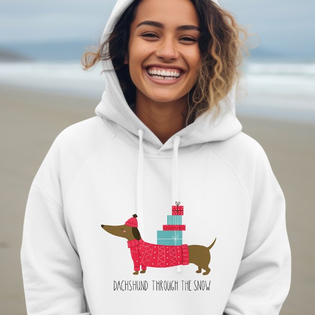 Dachshund genom Snö Cute-julens Hund T Shirt (Skapare uppladdad)