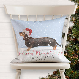 DACHSHUND GENOM SNÖ Cute Julmonogram Kudde
