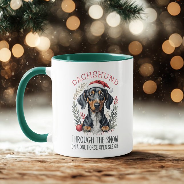 Dachshund genom Snö Doxies julkaffe Mugg (Skapare uppladdad)