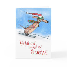 Dachshund genom Snö God jul