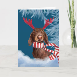 Dachshund genom Snö Helgkort