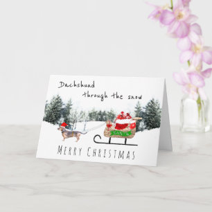 Dachshund genom snö hund god jul kort
