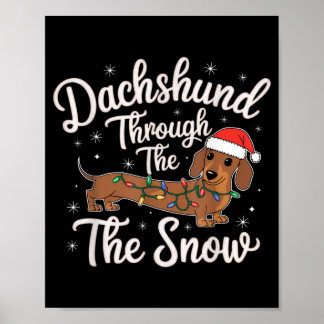 Dachshund Genom Snö Jul Dekoration För Hund Poster