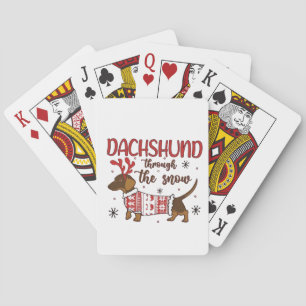 Dachshund Genom Snö Jul Hund Älskare Casinokort