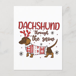 Dachshund genom Snö jul Hund älskare Helg Vykort