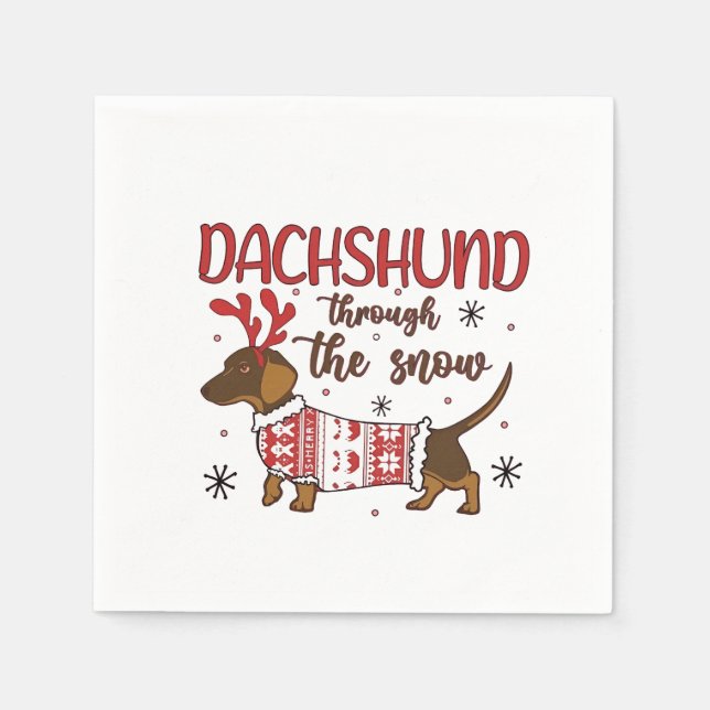 Dachshund genom Snö jul Hund älskare Pappersservett (Framsidan)