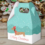 Dachshund genom snö Julklappslåda  Presentaskar<br><div class="desc">Wienerhund och doxie semester kul.</div>