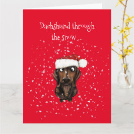 Dachshund genom snö ... Julkort Kort