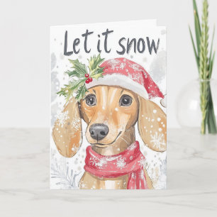 Dachshund genom Snö-julkortet Tack Kort