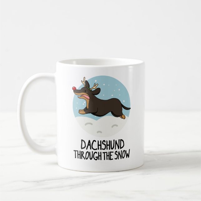 Dachshund genom Snö-julpun Kaffemugg (Vänster)