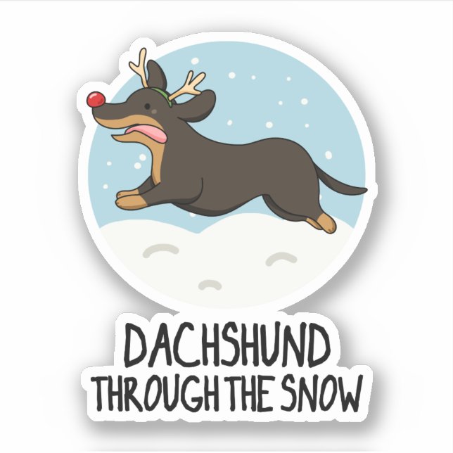 Dachshund genom Snö-julpun Klistermärken (Framsida)