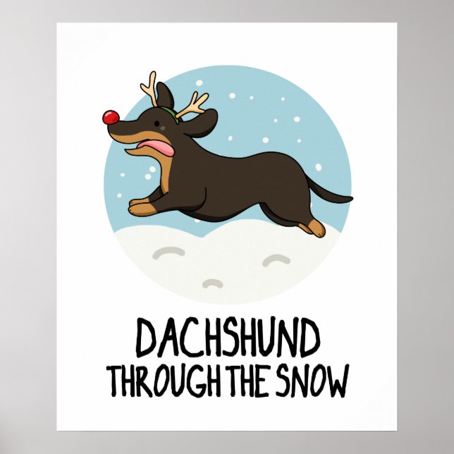 Dachshund genom Snö-julpun Poster (Framsidan)
